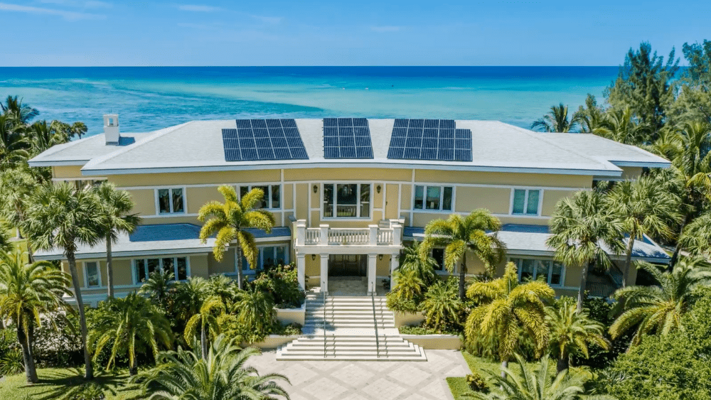 Front View Of Home With Mirasol Solar Panels In Lido Key, FL